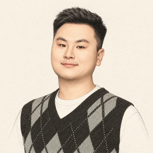 An illustrated portrait of Guozheng Ma